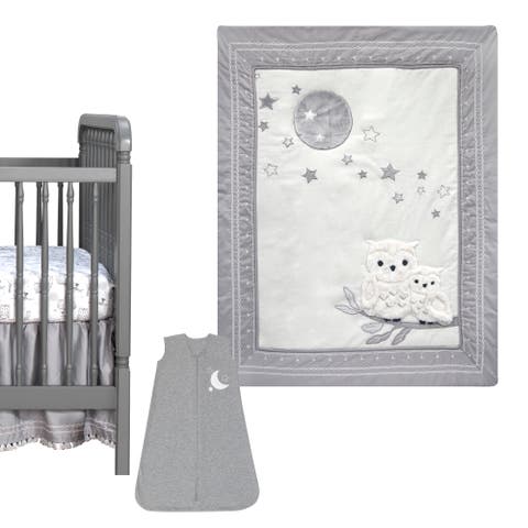 Luna Celestial Owl 4-Piece Nursery Baby Crib Bedding Set