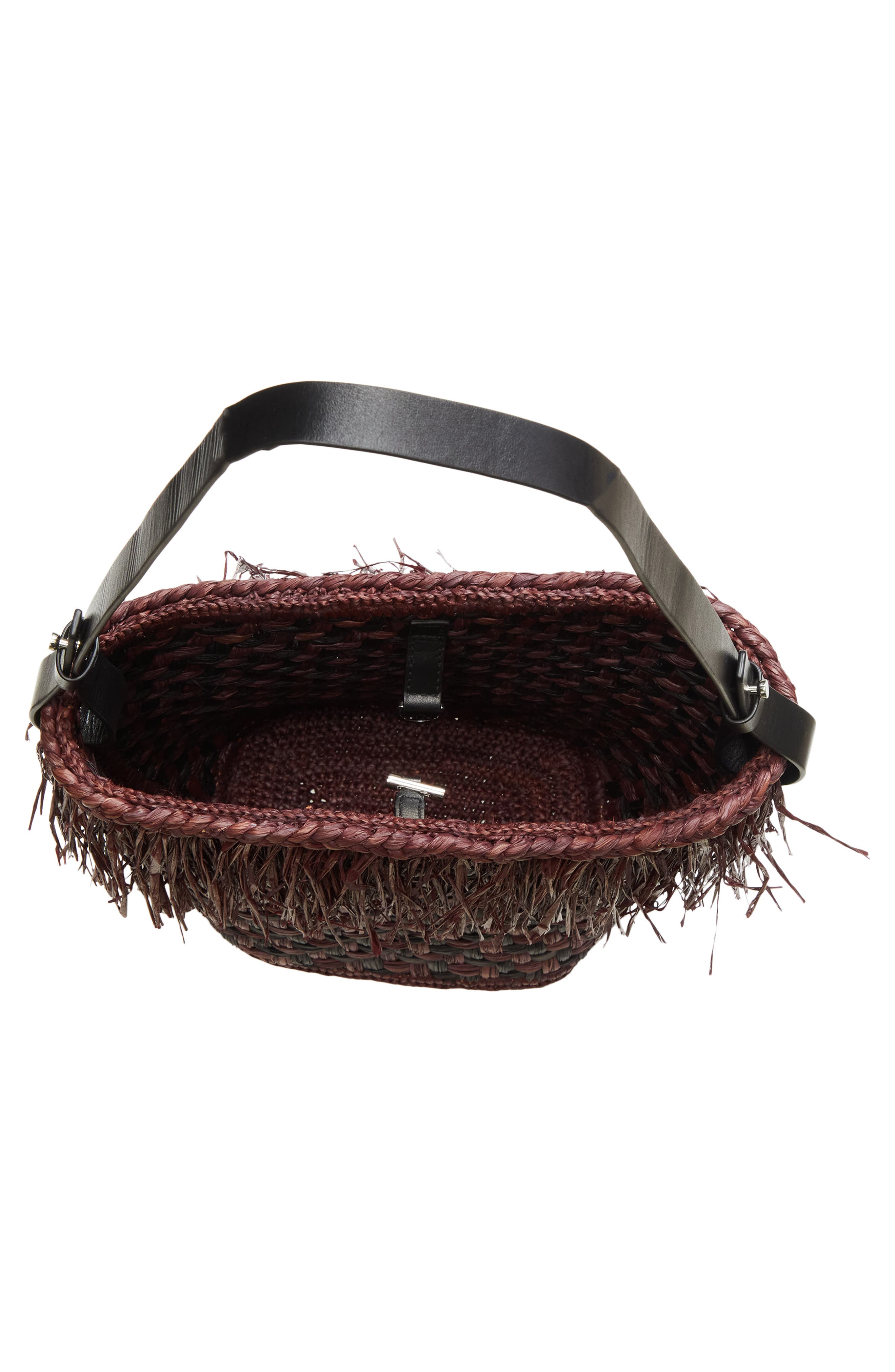 Woven Raffia Bucket Bag, Alternate, color, PLUM