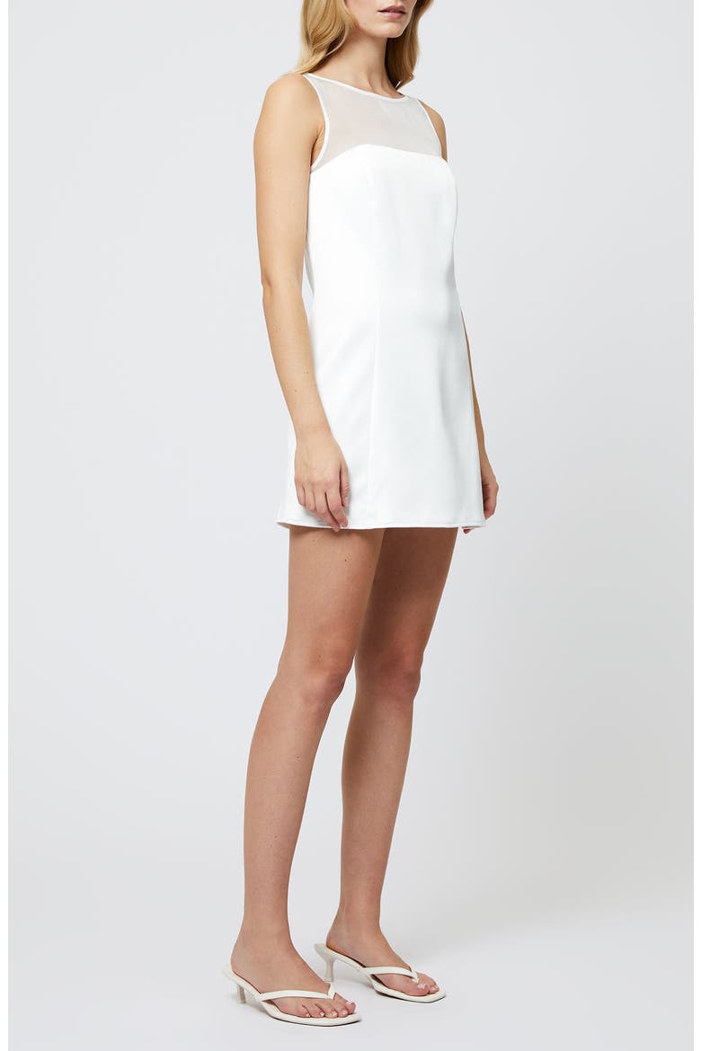 Carey Sleeveless Satin Minidress, Alternate, color, SUMMER WHITE