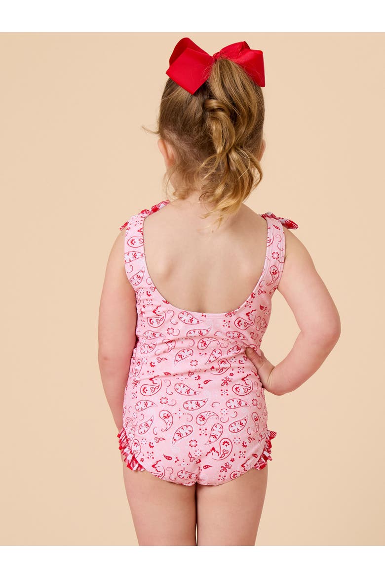 Girls UPF50+ Tie Shoulder One Piece, Alternate, color, Pink Bandana