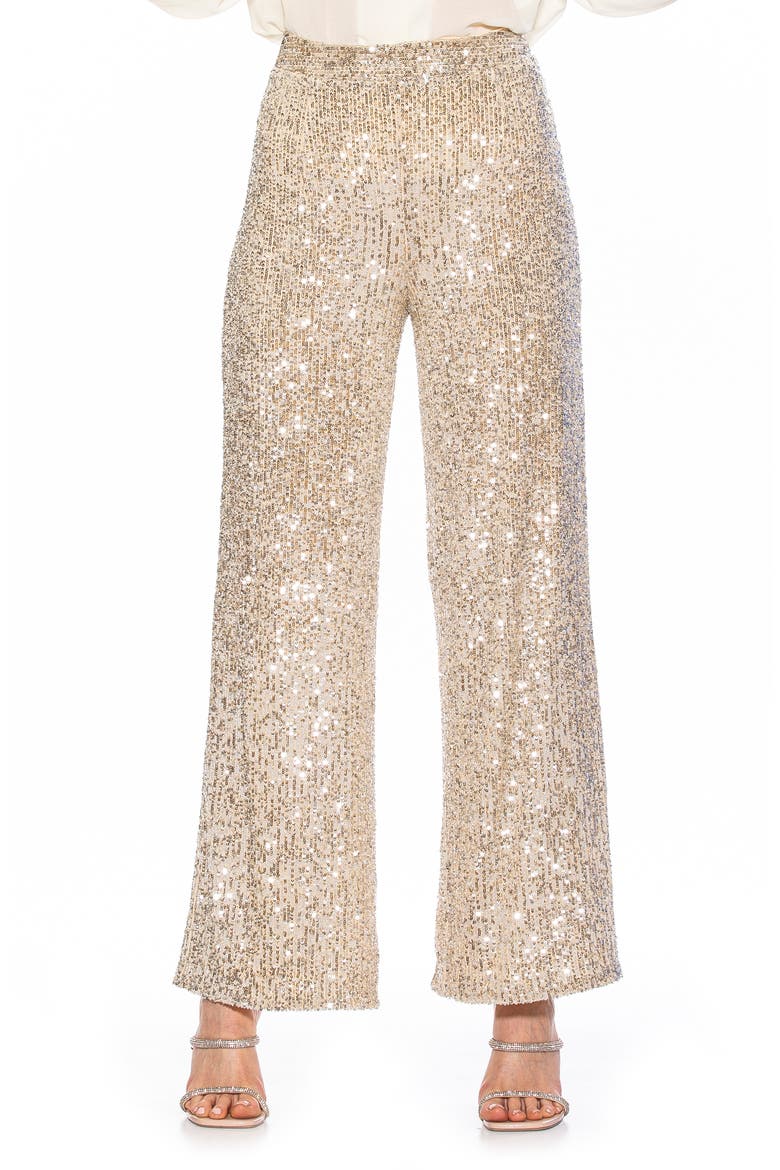 Illy Wide Leg Sequin Pants, Main, color, SILVER