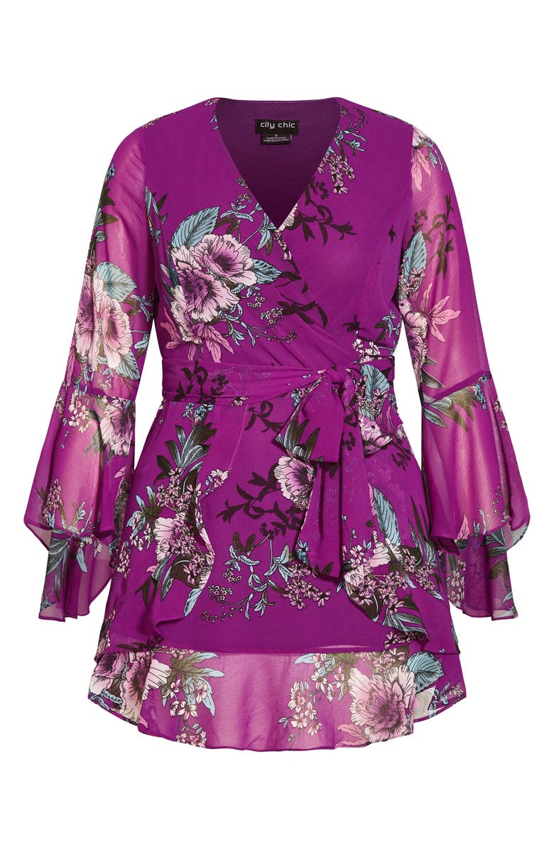 City Chic Wild Flutter Long Sleeve Dress, Alternate, color,