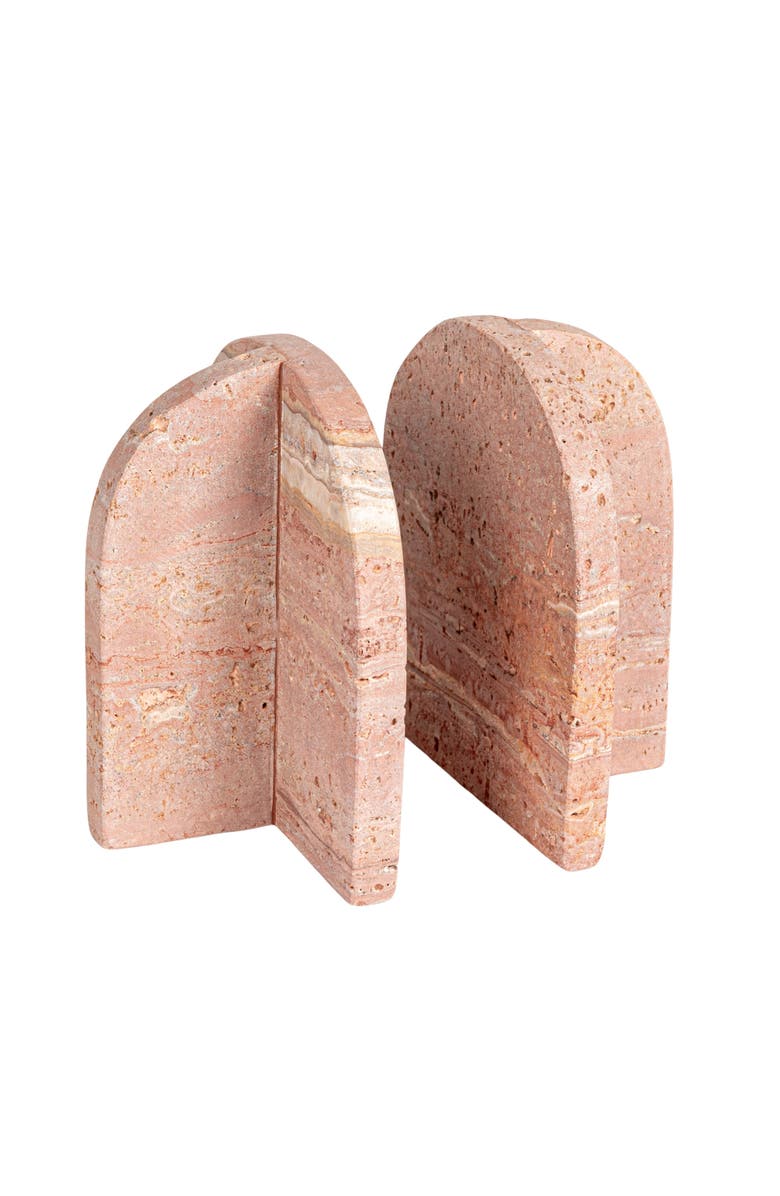 Storied Home Archways Travertine Bookends, Main, color, Red