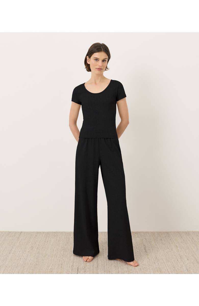 Pact Organic Cotton Pointelle Wide Leg Pant, Alternate, color, Black