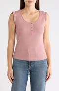 DR2 by Daniel Rainn Scoop Neck Rib Knit Henley