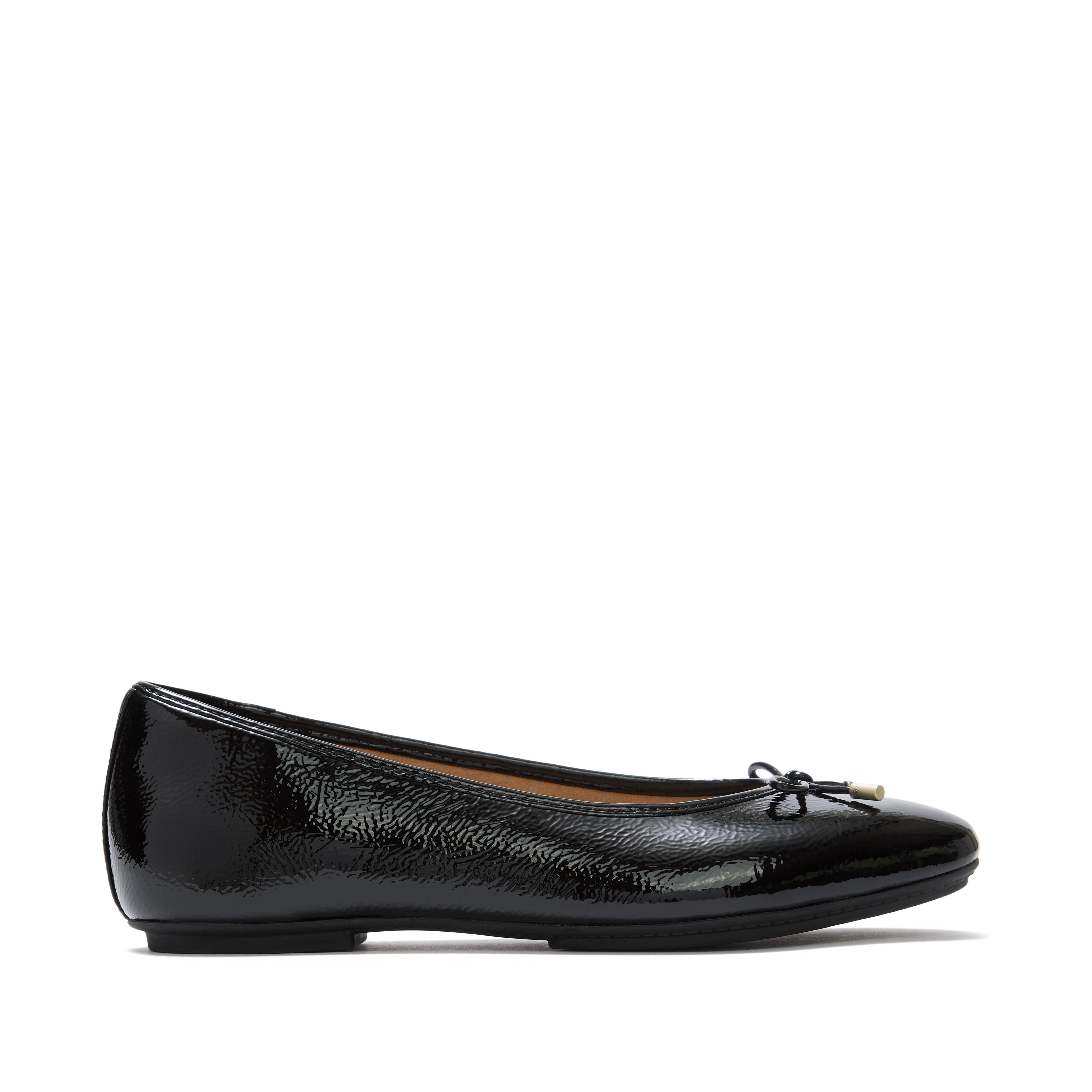 Delicato Bow Textured Patent Leather Ballet Flats, Alternate, color, Black