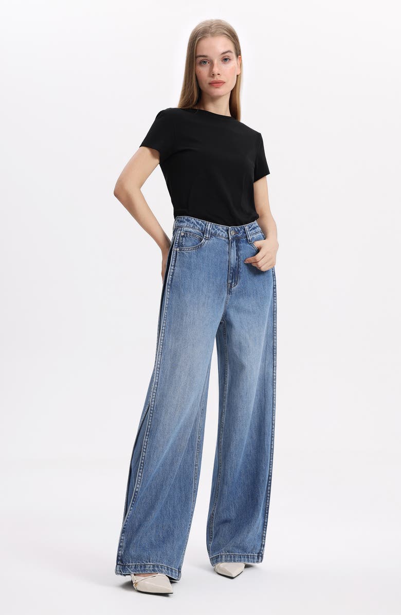 Bayeas Paneled High Waist Wide Leg Jeans, Alternate, color, Cloud Walk