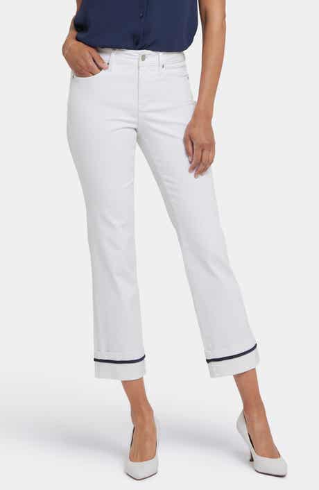 NYDJ Marilyn High Waist Contrast Detail Wide Cuff Ankle Jeans