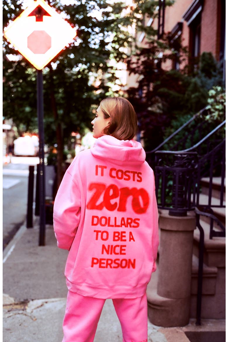 It Costs Zero Graphic Hoodie, Alternate, color, PINK