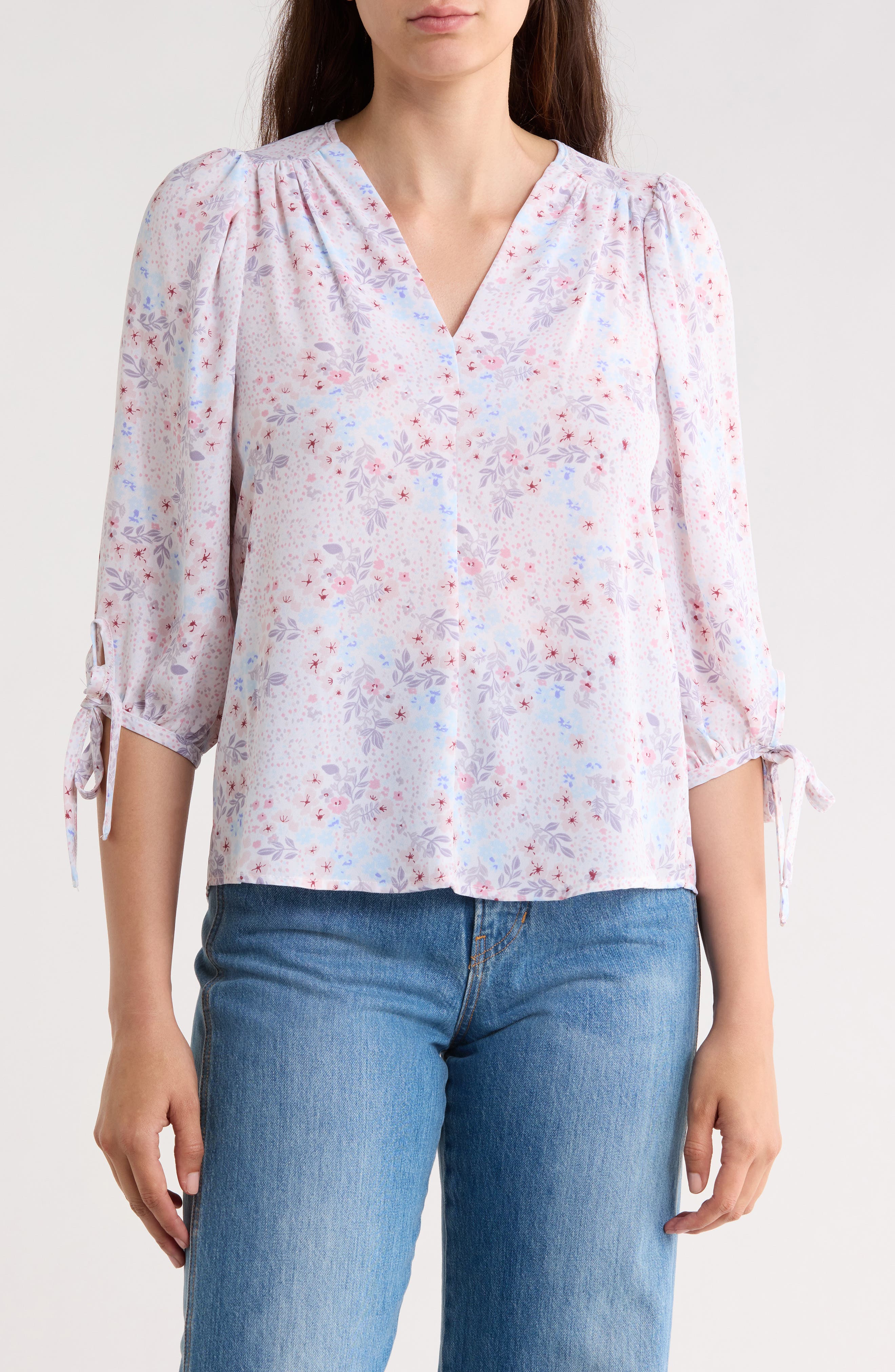 Floral Tie Cuff Top - image 3