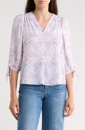 Renee C Floral Tie Cuff Top