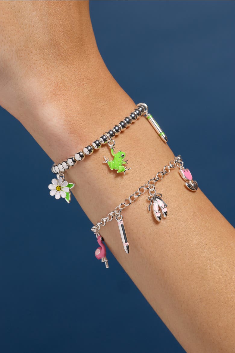 Crayola x Alex and Ani Fan Favorites Tickle Me Pink Charm Bracelet, Alternate, color, Silver