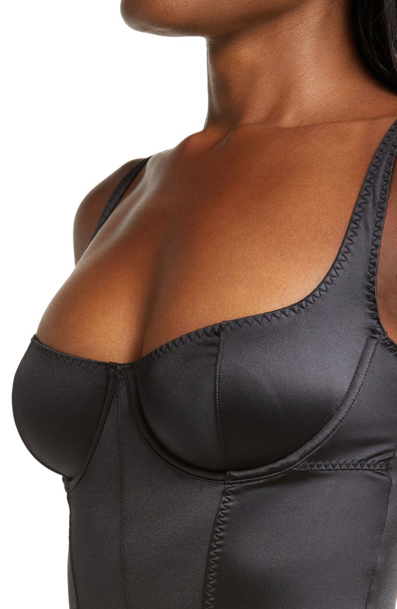 SKIMS Stretch Satin Underwire Thong Bodysuit, Alternate, color,