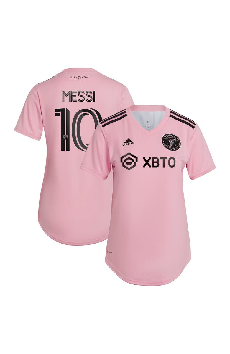 adidas Women's adidas Lionel Messi Pink Inter Miami CF 2023 The Heart Beat Kit Replica Jersey, Alternate, color, 