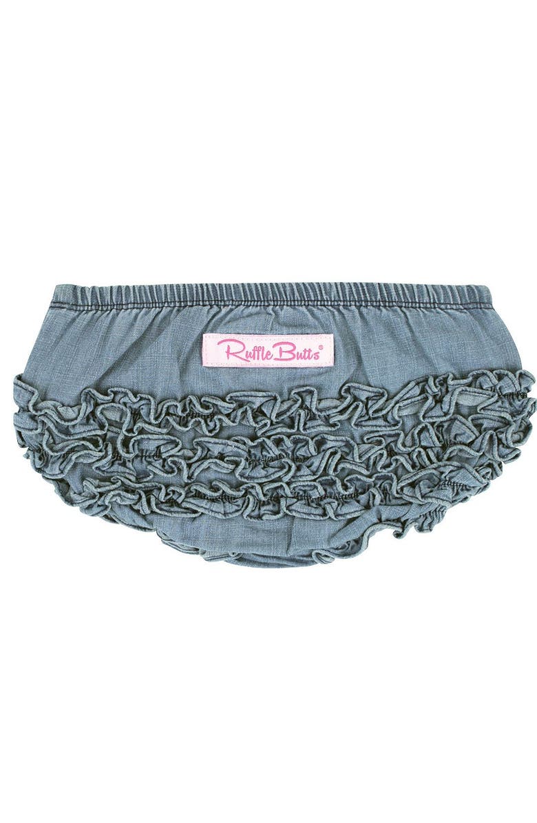 RuffleButts Baby/Toddler Woven RuffleButt Bloomer, Main, color, Light Wash