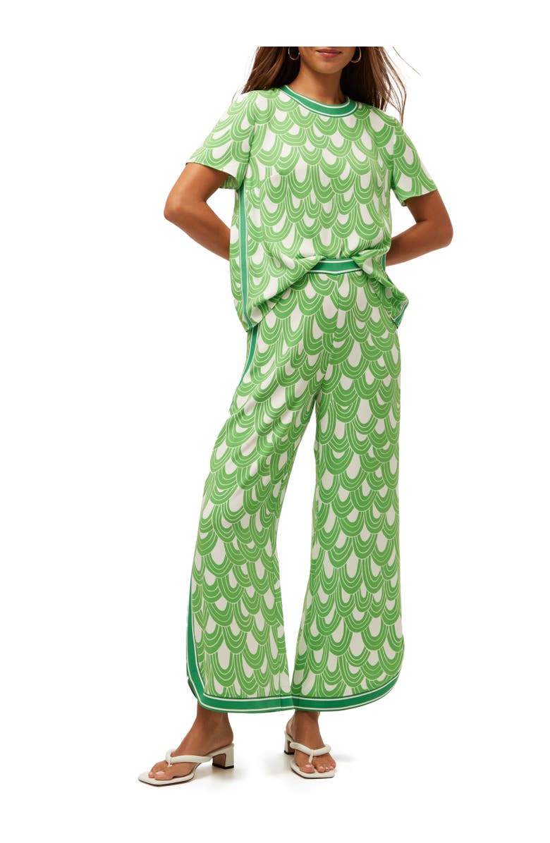 Trina Turk Overhead Printed  Ankle Length Pant, Main, color, Grass Court Green/Whitewash