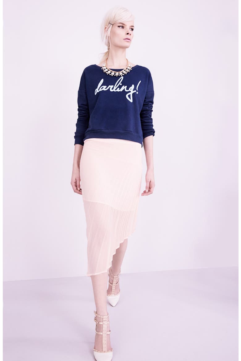 'Darling' Boatneck Knit Sweatshirt, Alternate, color, NAVY