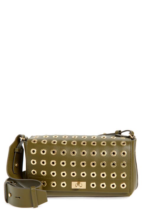 Mortimer Grommet Embellished Leather Crossbody Bag