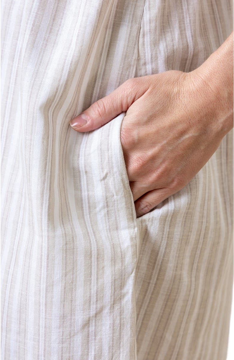 Hope
Henry Women
s Sleeveless Bow Shoulder Dress, Alternate, color, Stone Stripe Linen