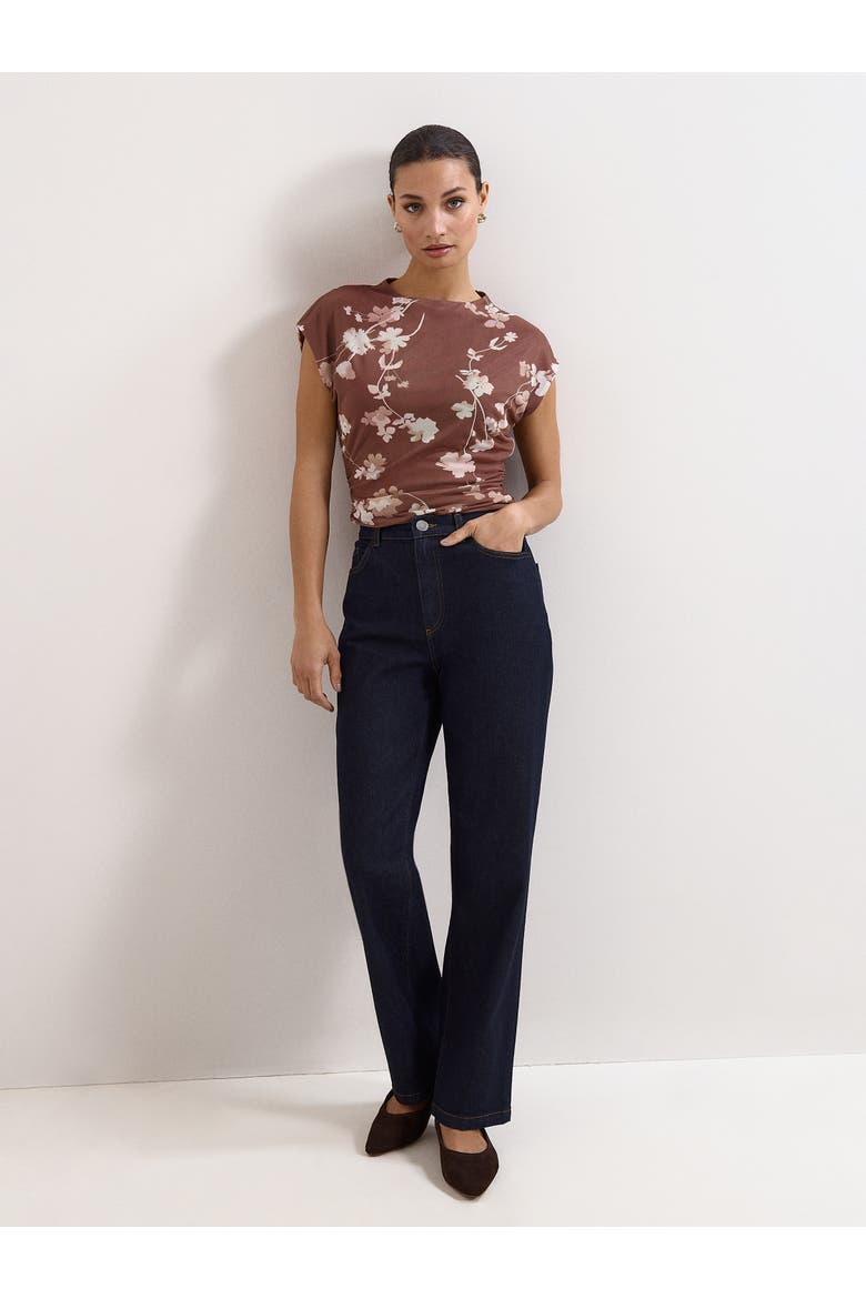 Kezia Mesh Printed Top, Alternate, color, Brown