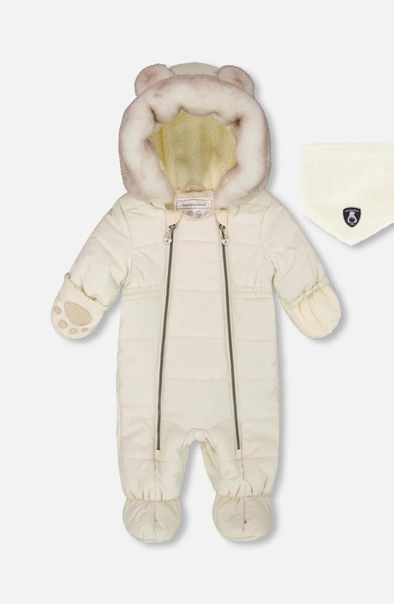 Deux par Deux Gender Inclusive One-Piece Layette Snowsuit Designed for Car Seat, Main, color,