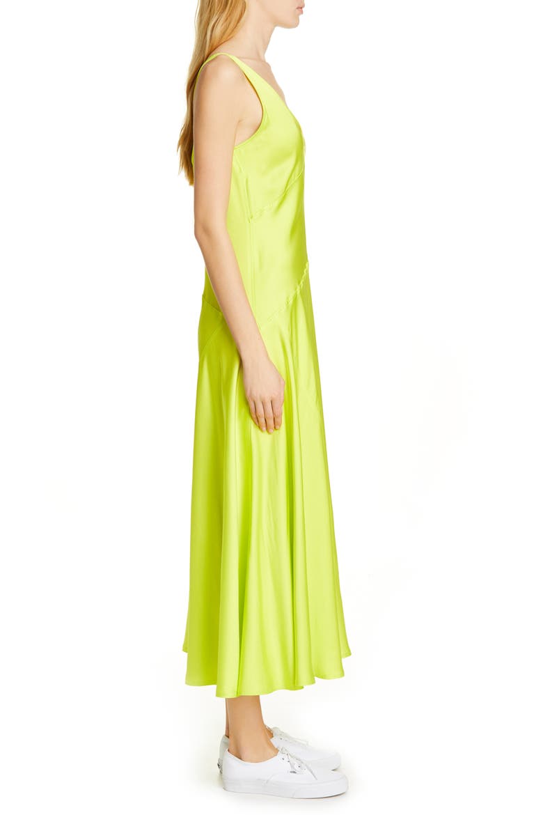 Sleeveless Satin Maxi Dress, Alternate, color, NEON YELLOW