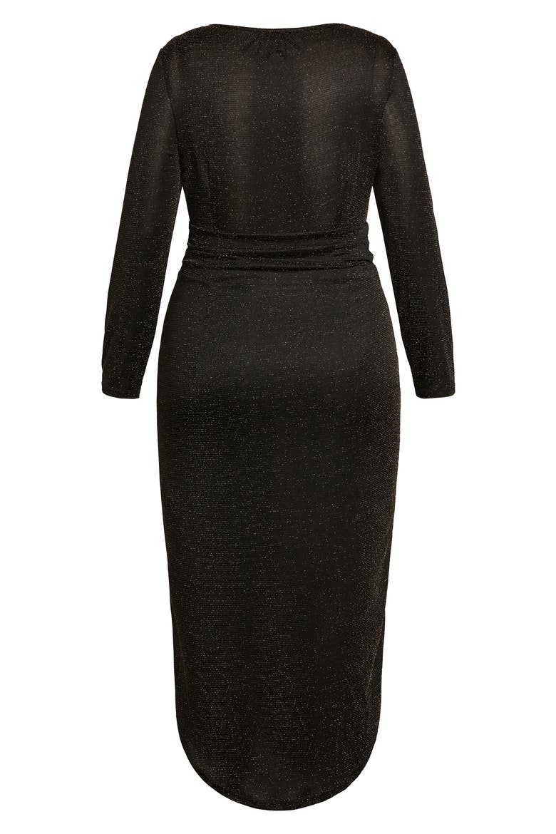 Kaitlyn Metallic Long Sleeve High-Low Maxi Dress, Alternate, color, BLACK