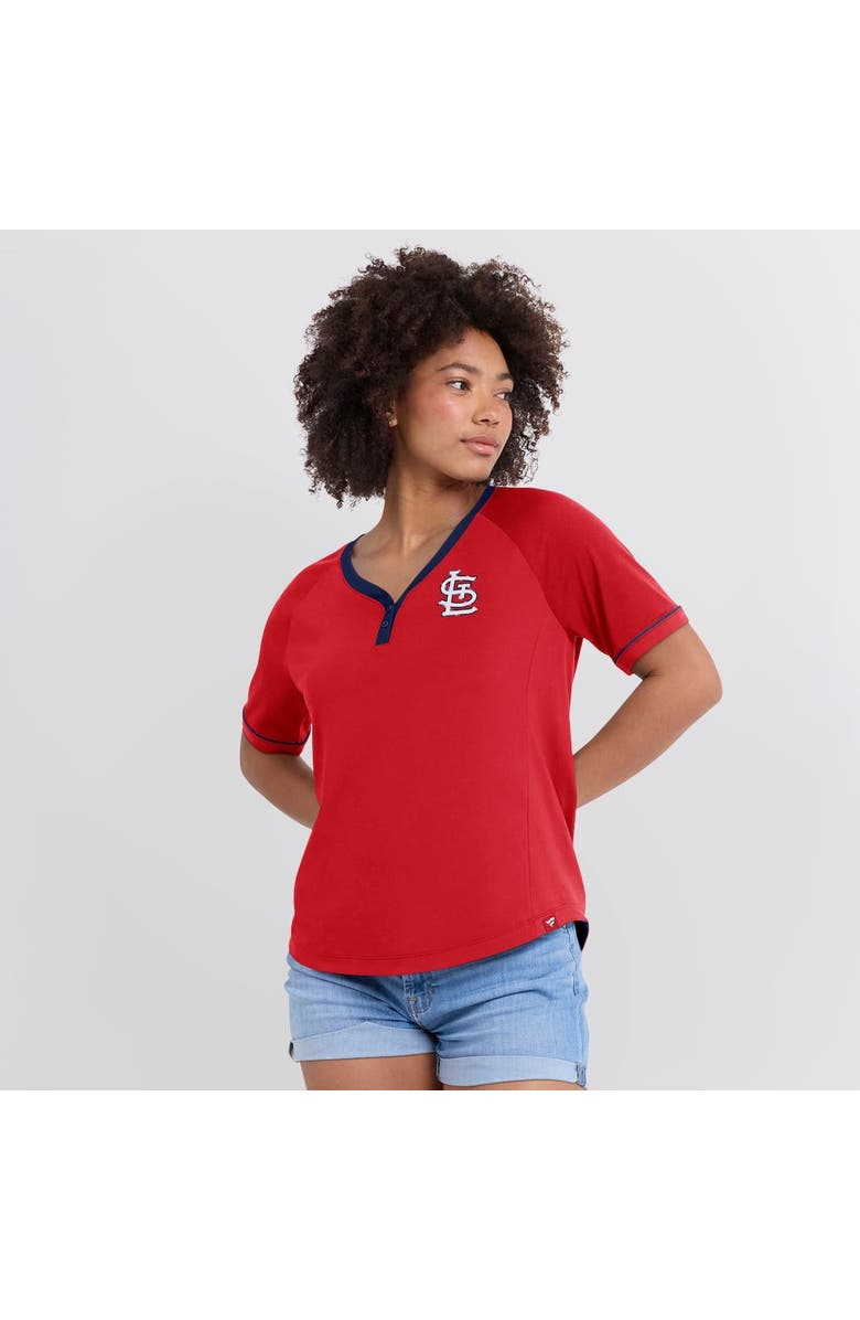 FANATICS Women's Fanatics Red St. Louis Cardinals League Diva Star Raglan V-Neck T-Shirt, Alternate, color, Red