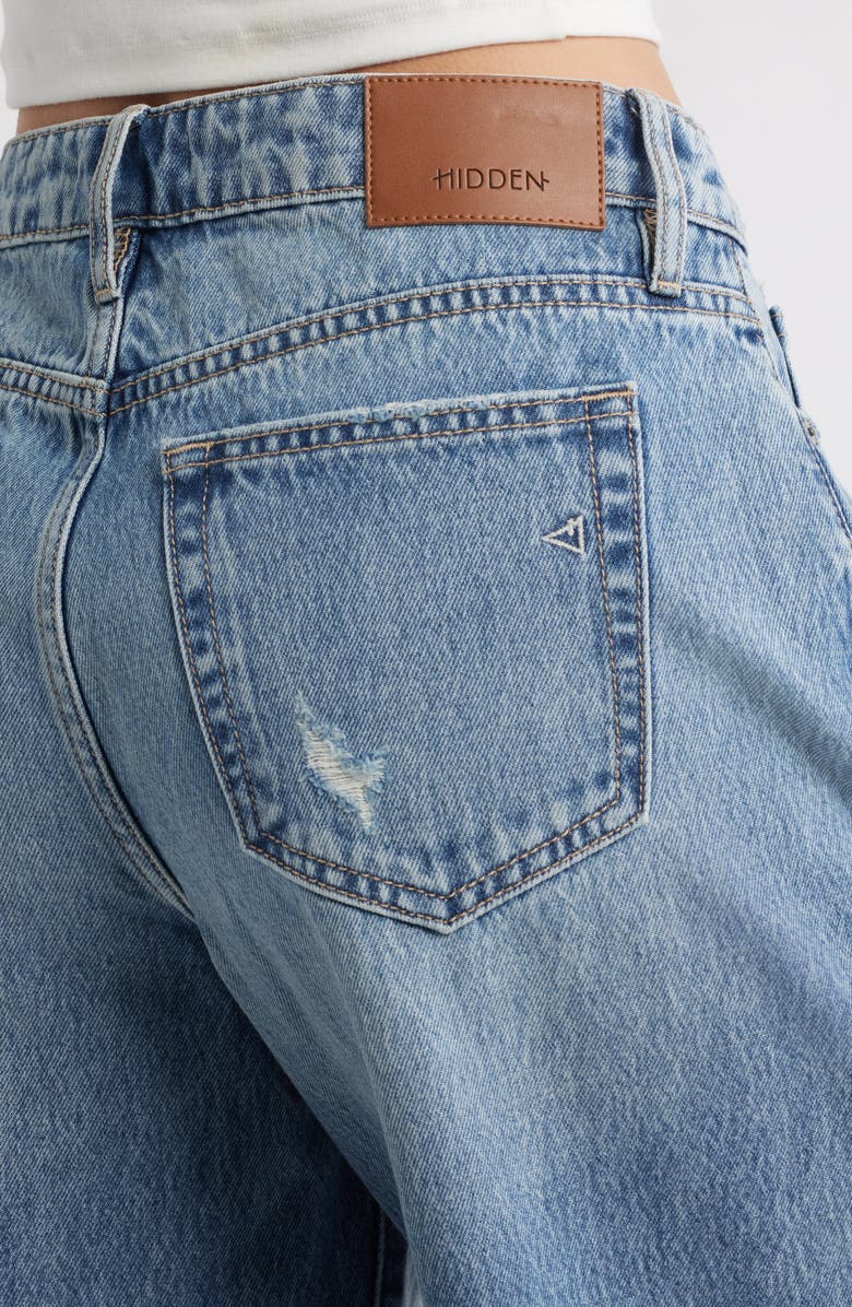 HIDDEN JEANS Distressed Wide Leg Dad Jeans, Alternate, color, Med.wash