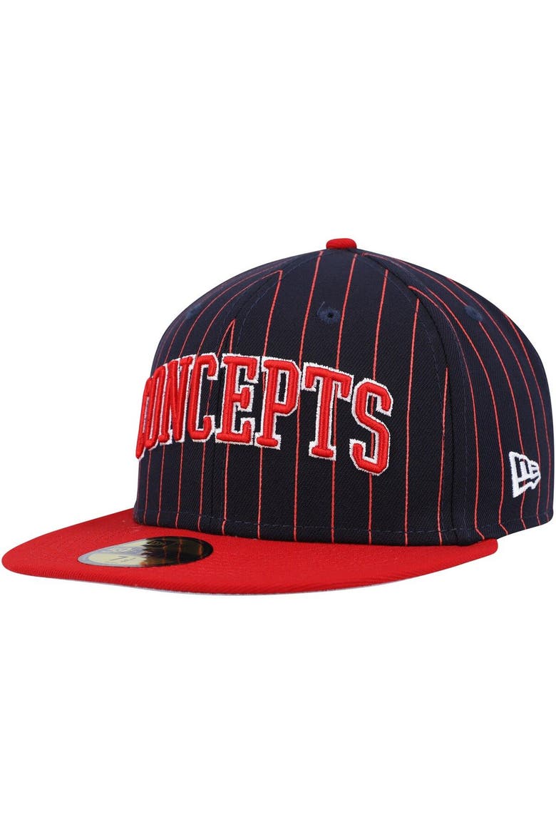 Men's New Era  Navy Boston Red Sox Concepts Pinstripe 59FIFTY Fitted Hat, Alternate, color, Navy