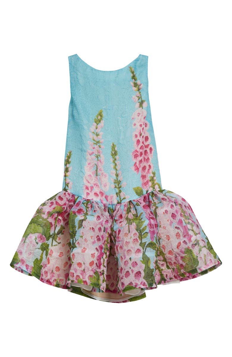 Oscar de la Renta Foxglove Sleeveless Silk Blend Fit & Flare Dress, Main, color, Lilac/ Sky