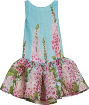 Oscar de la Renta Foxglove Sleeveless Silk Blend Fit & Flare Dress