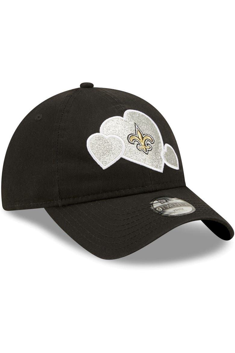 Girls Toddler New Era Black New Orleans Saints Hearts 9TWENTY Adjustable Hat, Alternate, color, Black