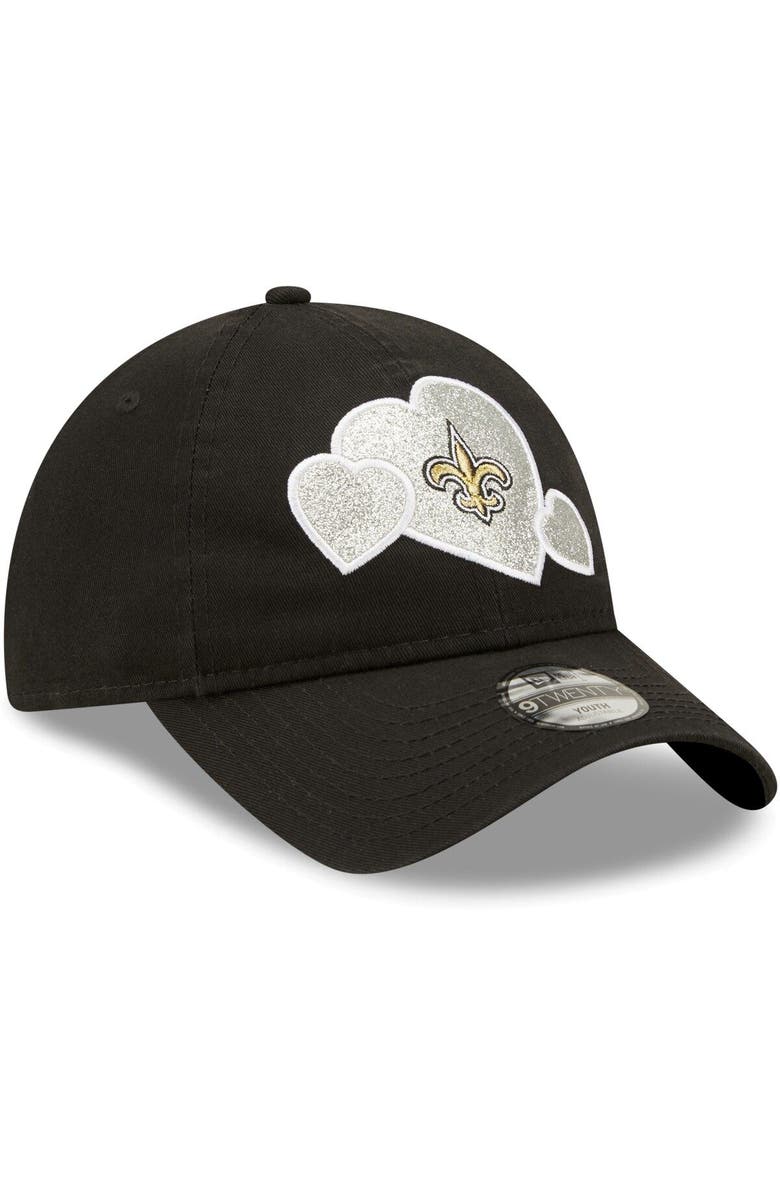 New Era Girls Toddler New Era Black New Orleans Saints Hearts 9TWENTY Adjustable Hat, Alternate, color, 