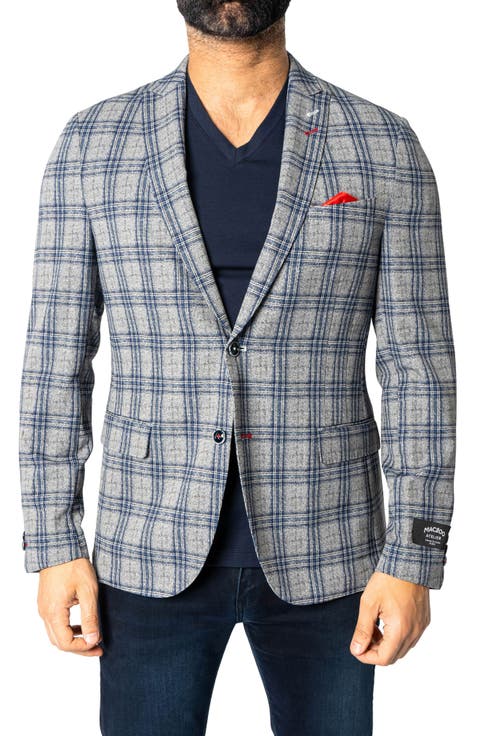 Descartes Unconstructed Plaid Cretian Blue Blazer