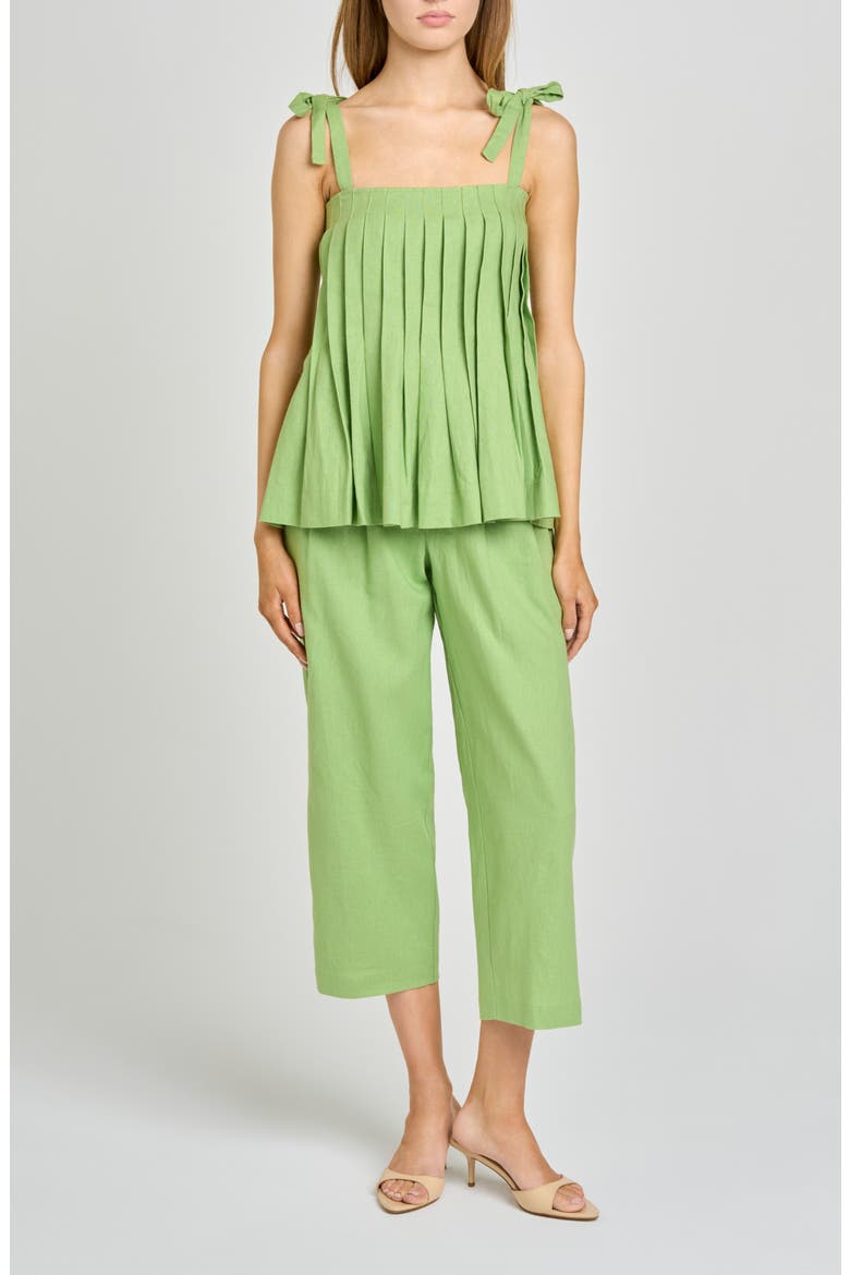 Stevie Pleated Tie Shoulder Babydoll Top, Alternate, color, PISTACHIO