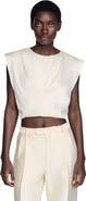 SANDRO Pleated satin crop top