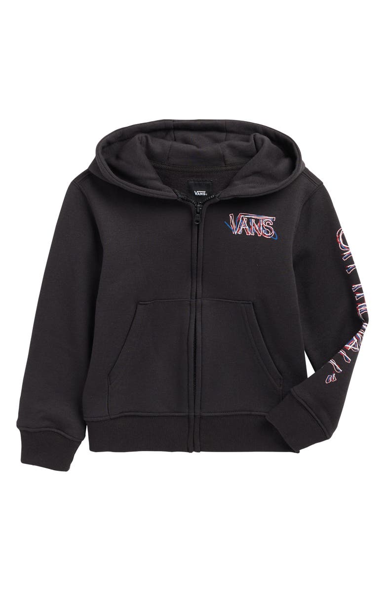 Vans Kids' Scribbled Past Zip Hoodie, Main, color, Black