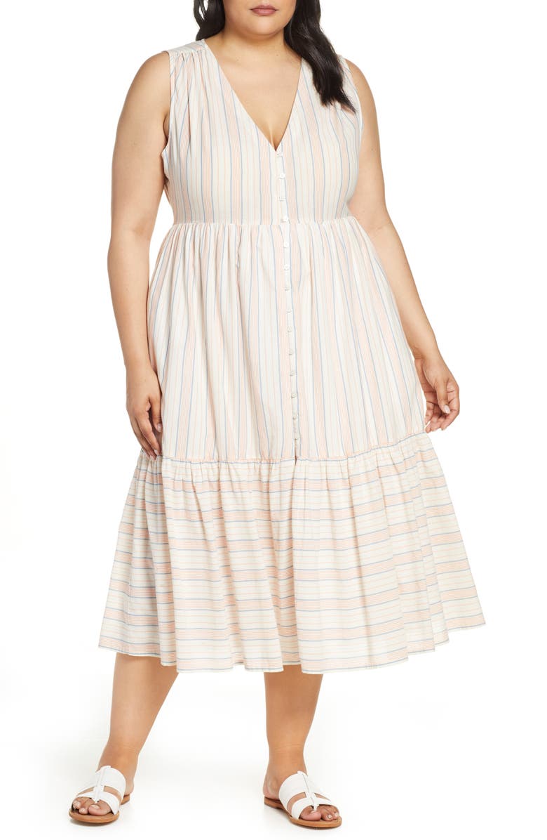 Lucky Brand Luna Button Midi Dress, Main, color, 