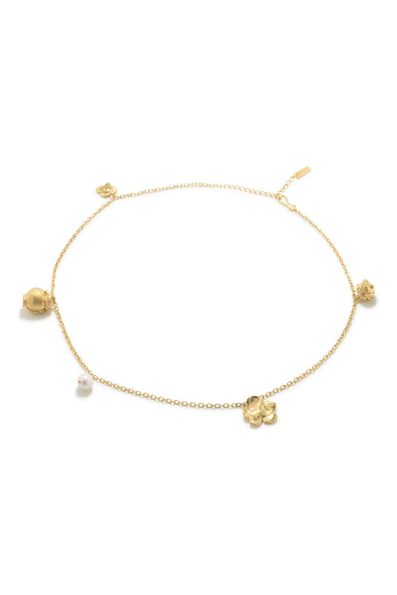 Tumbled Multi Charm Necklace, Alternate, color, 18CT GOLD PLATED