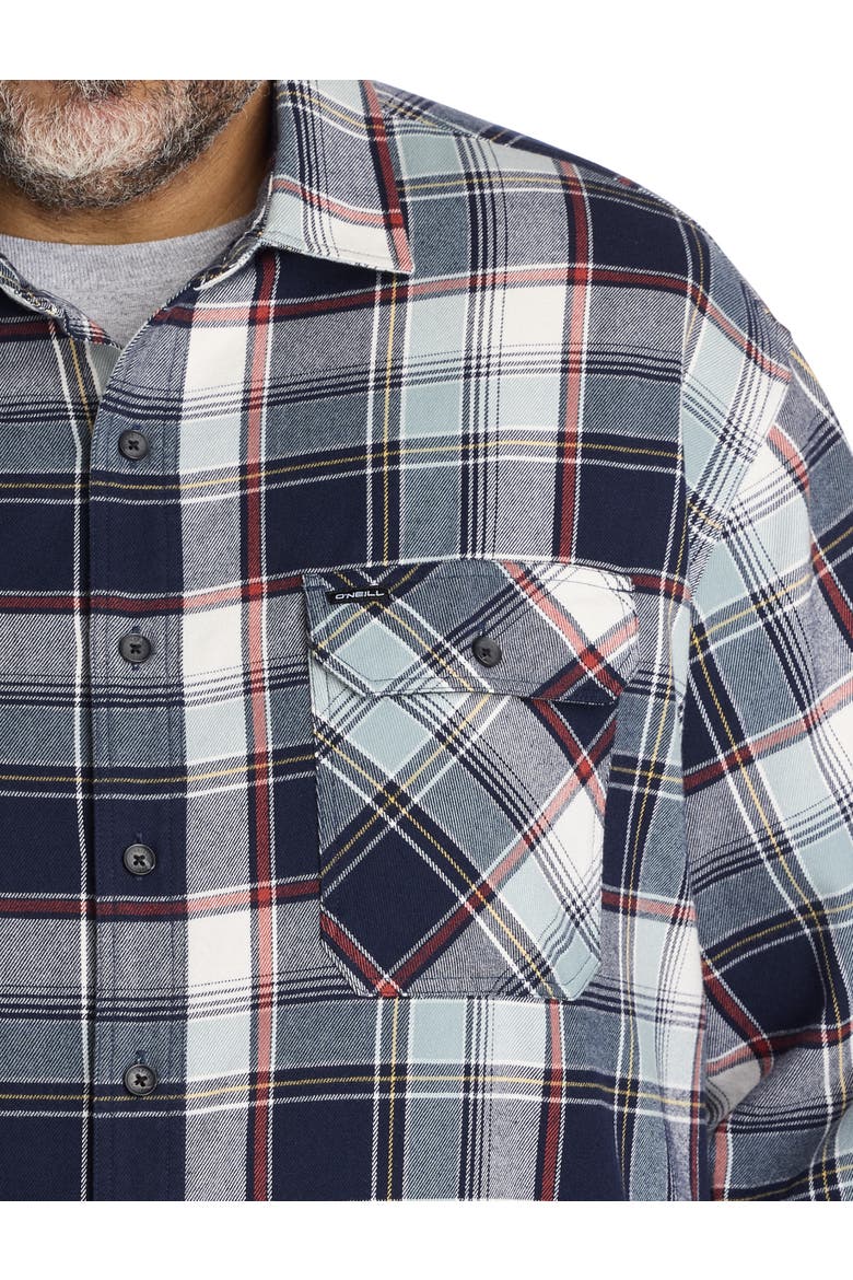Big & Tall Winslow Plaid Flannel Sport Shirt, Alternate, color, NAVY