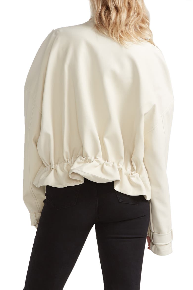 Reload Draped Faux Leather Jacket, Alternate, color, CREAM