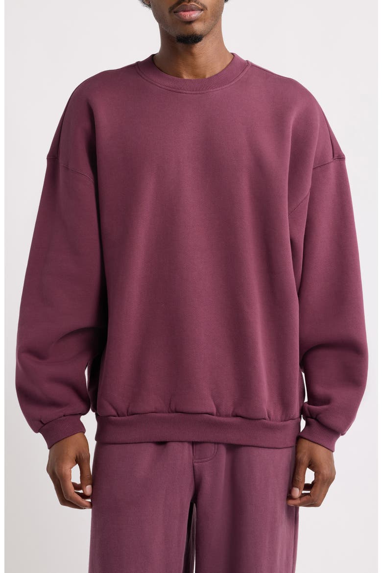 Oversize Core Crewneck Sweatshirt, Main, color, MAROON