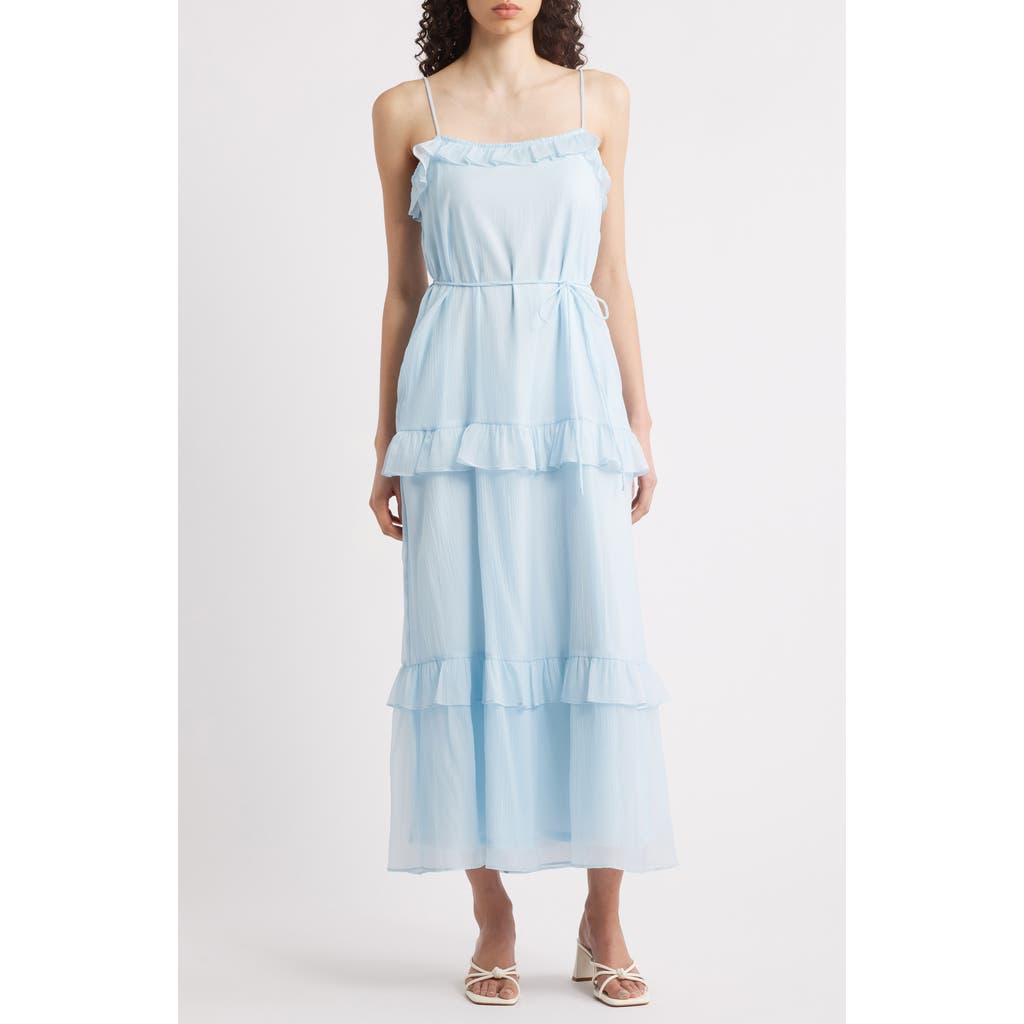 Julia Jordan Crinkle Chiffon Maxi Dress In Blue