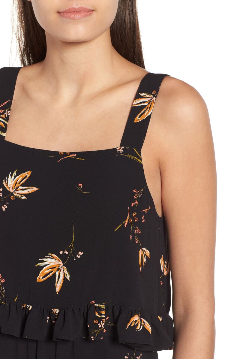 BP. Ruffled Floral Print Jumpsuit, Alternate, color,