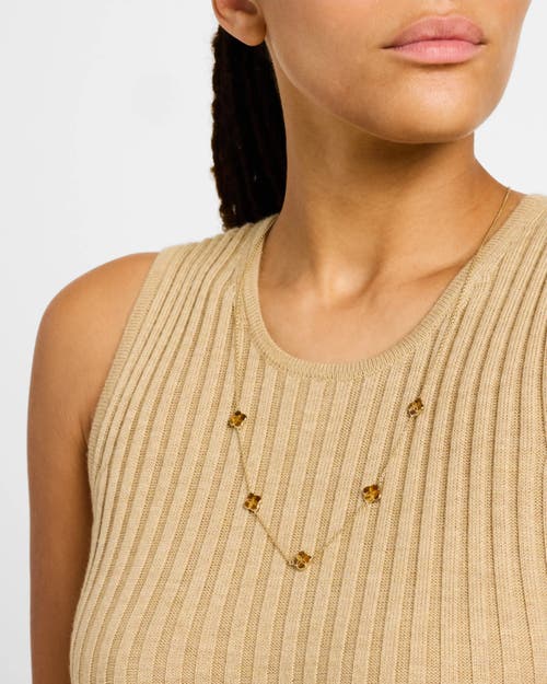 Jan Leslie Sterling With 18k Gold Overlay And Gemstones Five Petal Station Necklace In Brown