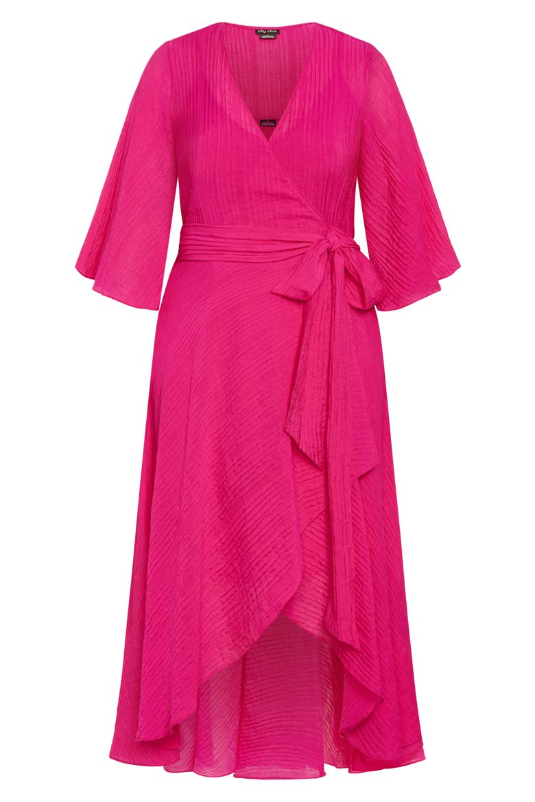 Fiona High/Low Wrap Maxi Dress, Alternate, color, BRIGHT PINK