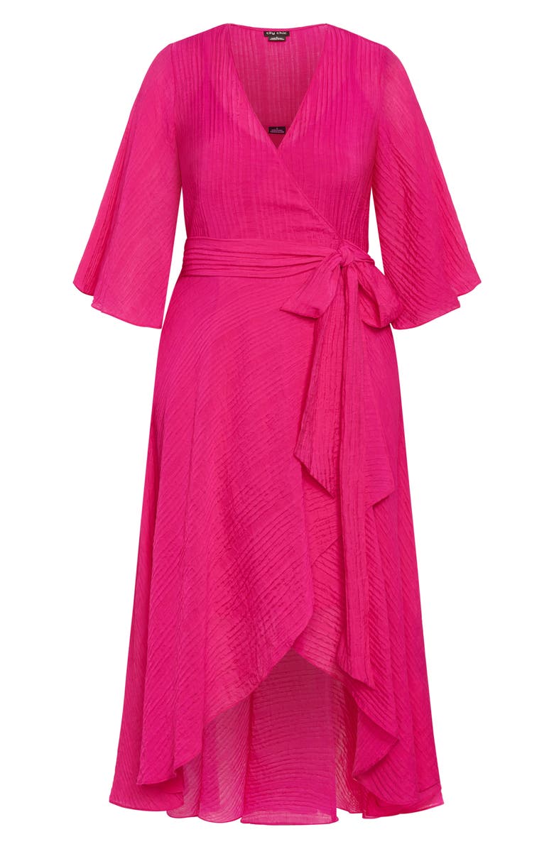 City Chic Fiona High/Low Wrap Maxi Dress, Alternate, color, Bright Pink