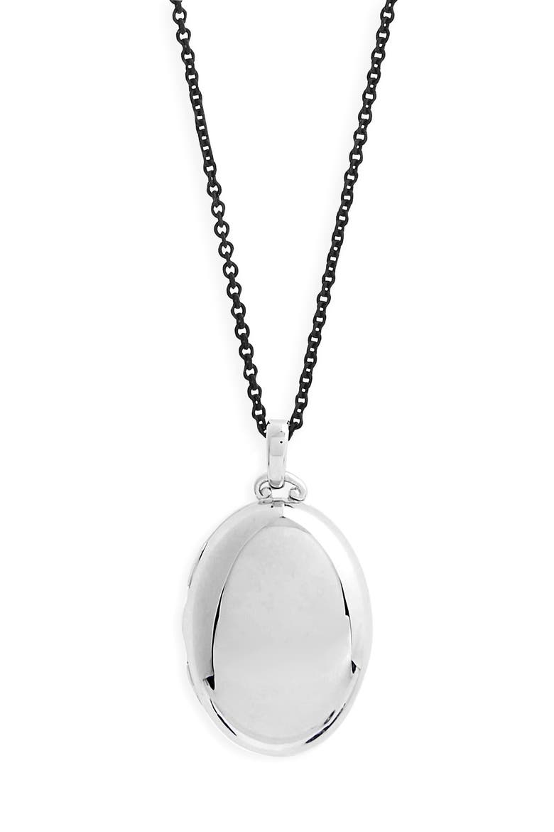 Four Image Mini Locket Necklace, Alternate, color, STERLING SILVER/ BLACK STEEL