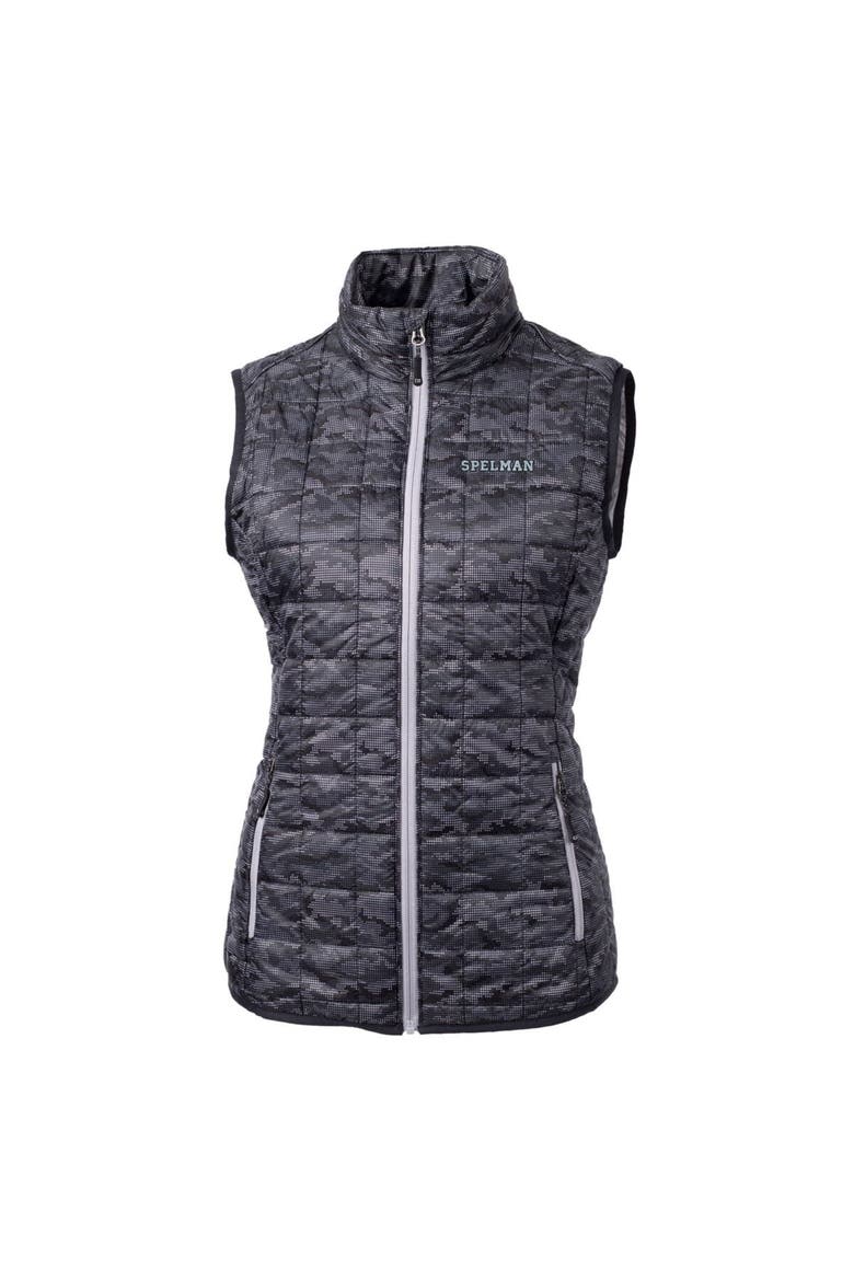 Women's Cutter & Buck Black Spelman College Jaguars Eco Full-Zip Puffer Vest, Main, color, Black